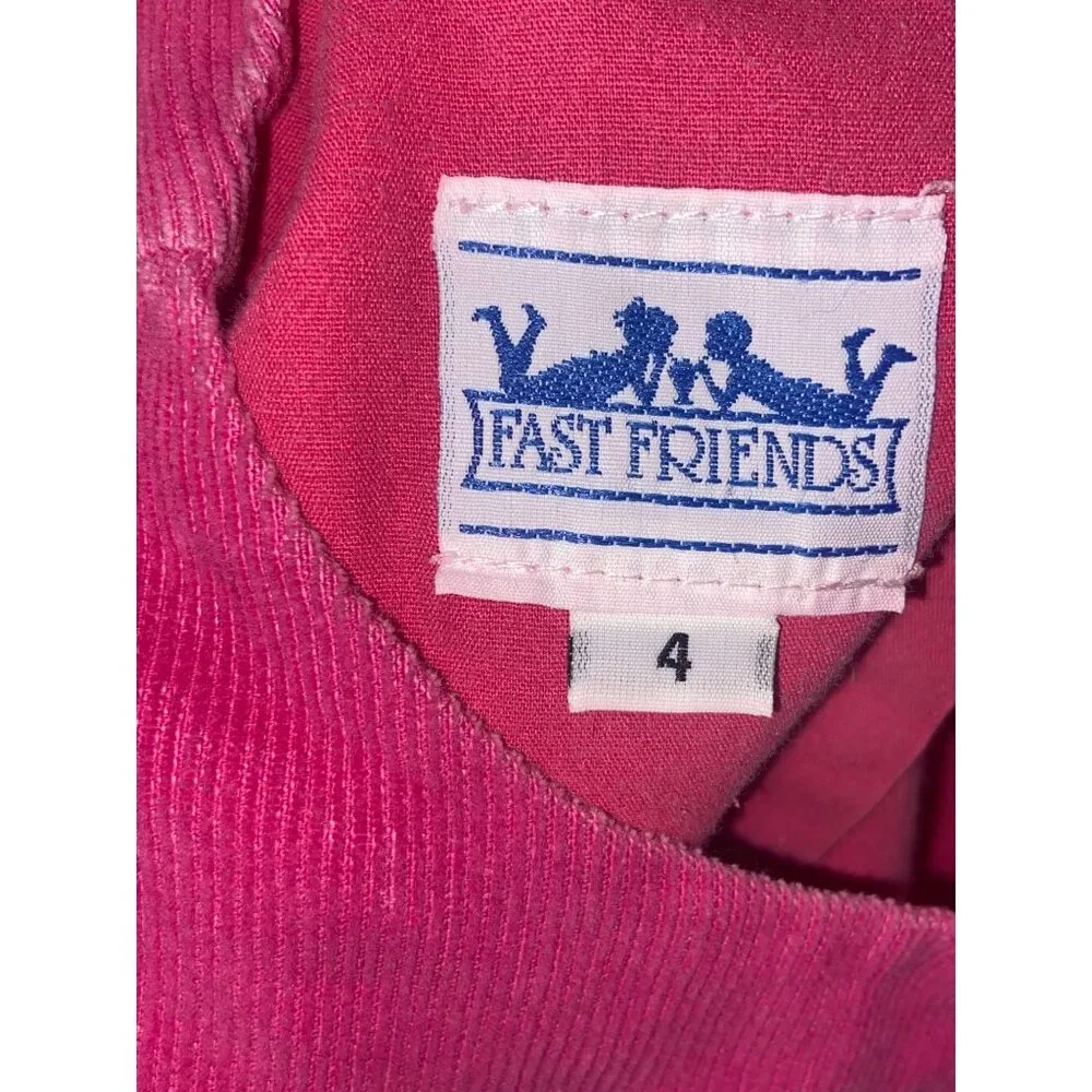 Vintage Fast Friends‎ Girl’s Pink Corduroy Girls Dress Size 4 Button Up Back USA